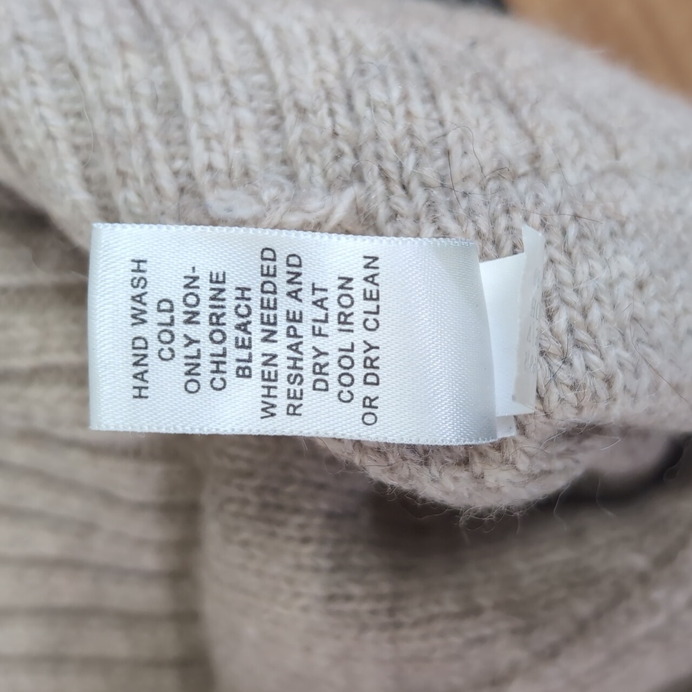 Banana Republic Small Tan Luxurious Wool & Alpaca Blend Faux Wrap Knit Sweater - Picture 10 of 13